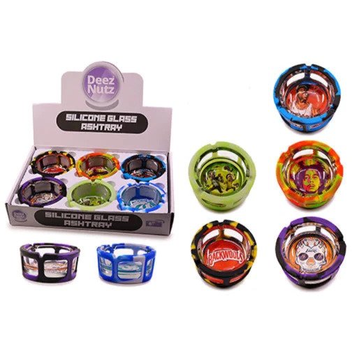 SILICONE COVERED ASHTRAY DEEZ NUTS (6pcs)