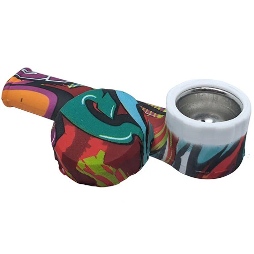 3.3" SILICONE SPOON HAND PIPE W/ METAL BOWL INSERT (1pc)