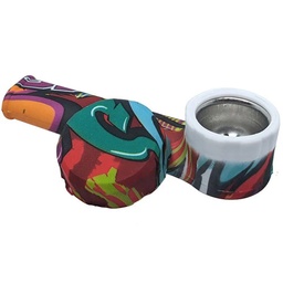 3.3&quot; SILICONE SPOON HAND PIPE W/ METAL BOWL INSERT (1pc)