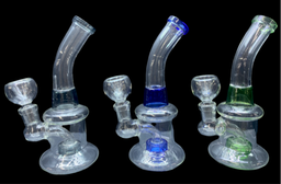PART COLOR 7" CIRC PERC BENT NECK WATER PIPE (1pc)